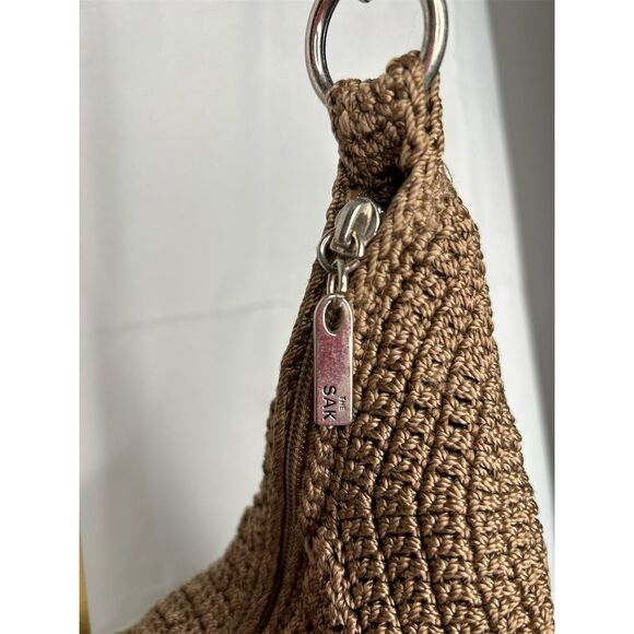 The Sak Women's Brown Crochet Shoulder Bag with Zip Closure EUC Satchel - Picture 2 of 10